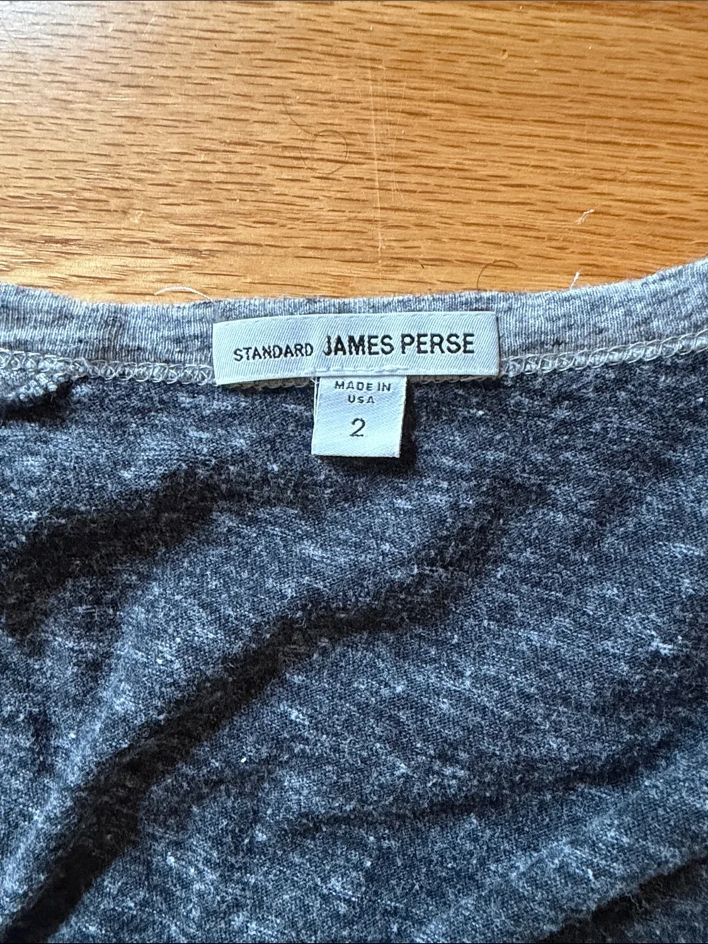 James Perse Heathered Charcoal Raglan Scoop Neck Tee - Picture 2 of 6